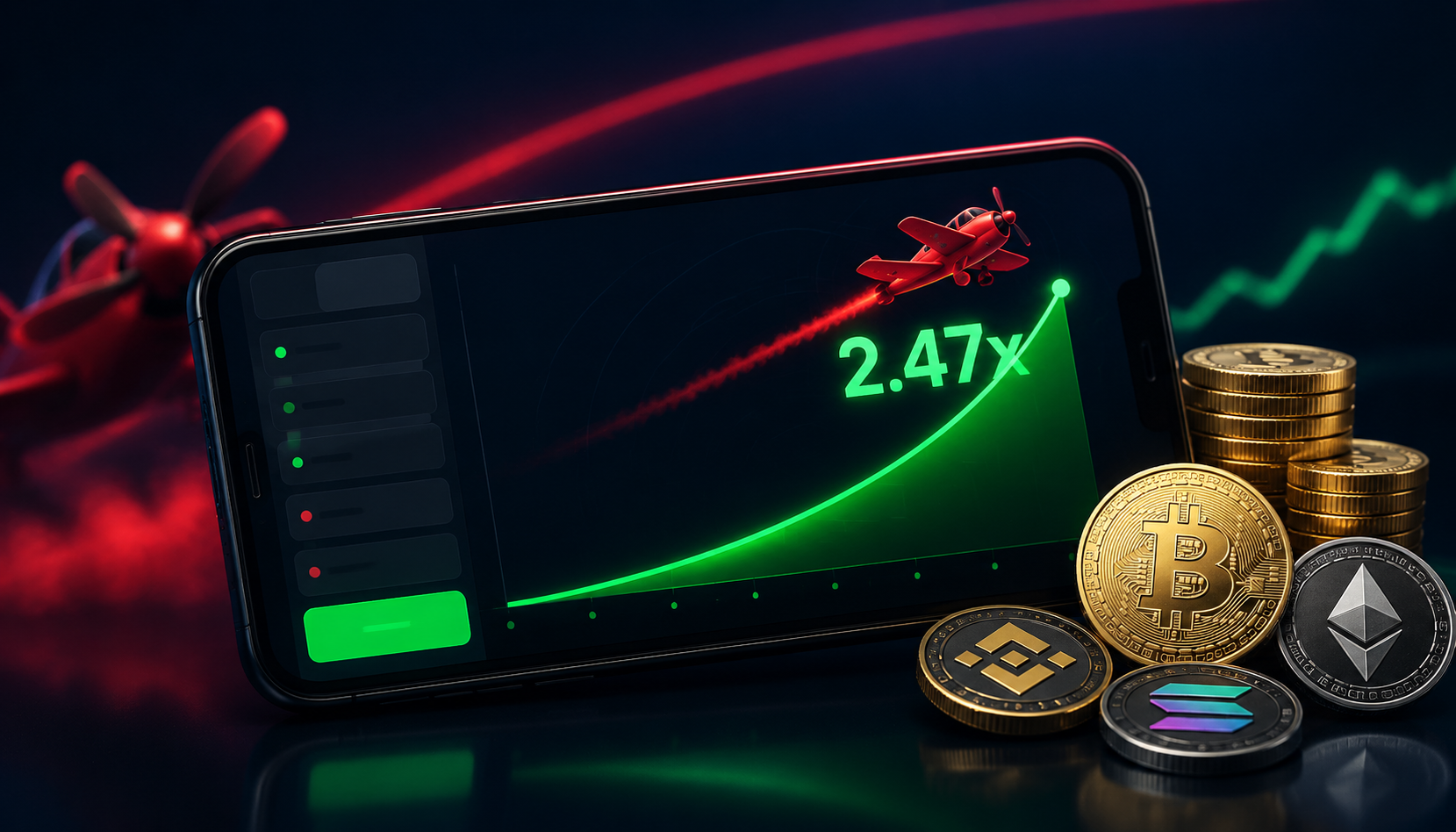 Aviator crash game multiplier graph on smartphone with Bitcoin casino bonus offer